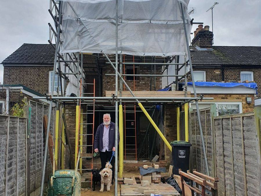 A house undergoing a major rear extension